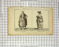 Original Old Antique Print Dress Eminent Merchant Man Wife Warren Engraving