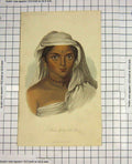 Original Old Antique Print 1844 Colour Portrait Native Woman Tuda Race 19th