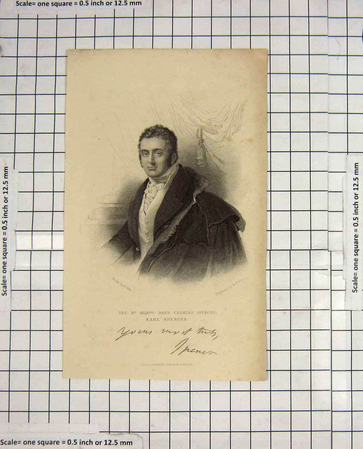 Original Old Antique Print Portrait John Charles Earl Spencer Page Engraving