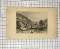 Original Old Antique Print View Plastrier River Bridge Bond Russell