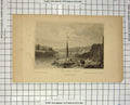 Original Old Antique Print View Selain River Boat Warwick Russell
