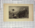 Original Old Antique Print St. Goar Ruins Rheinfels Engraving Tombleson Drury