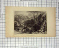 Original Old Antique Print Theux Mountains Cattle Trees Shury Salmon Engraving