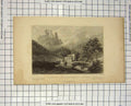 Original Old Antique Print Valley Engeholle Ruins Schonberg Tombleson Engraving