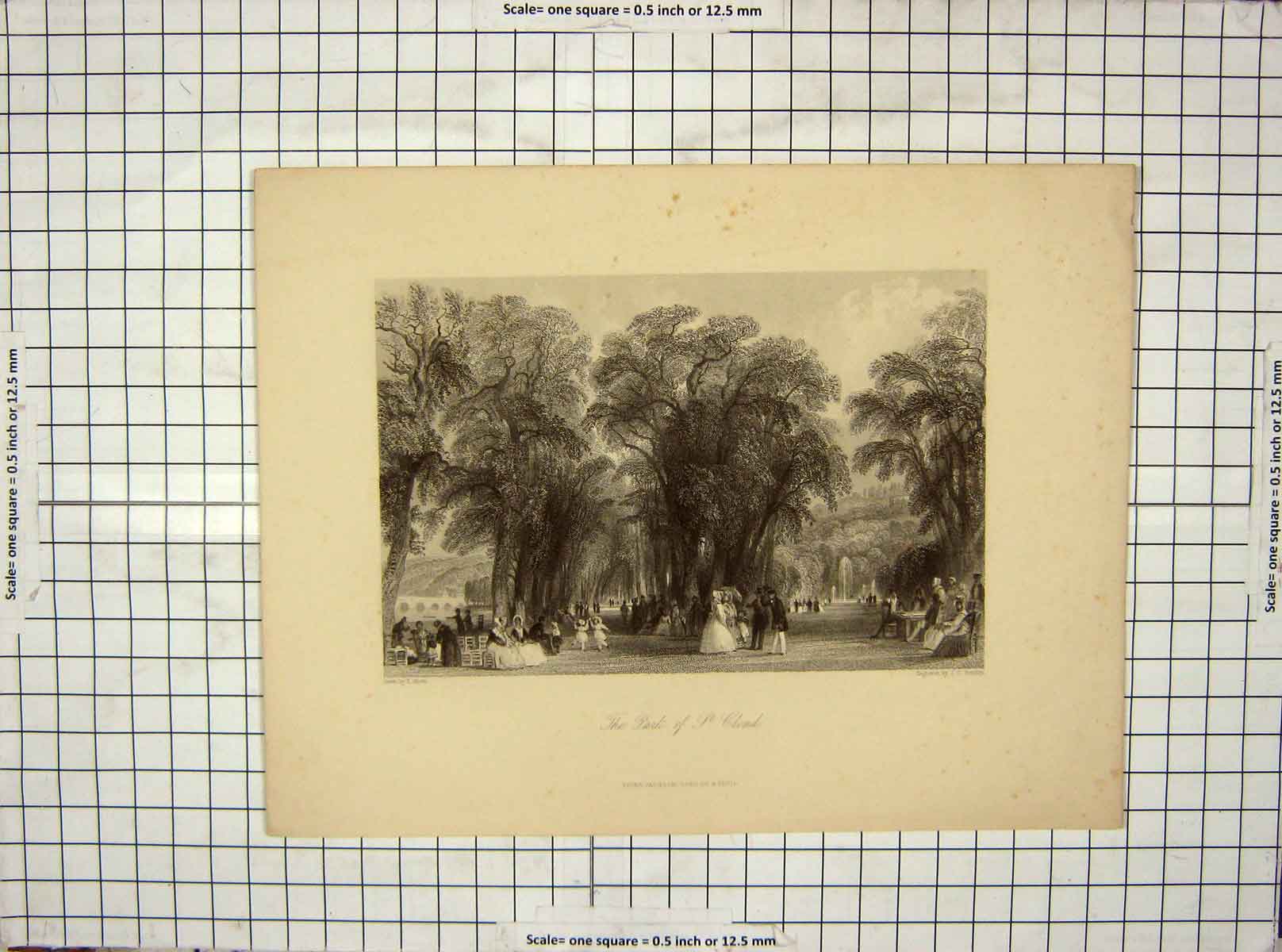 Original Old Antique Print View Park St. Cloud France Bentley Allom Engraving