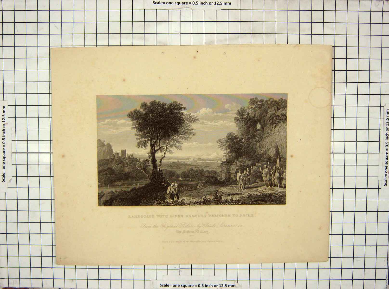 Original Old Antique Print Landscape Sinon Brought Prisoner Priam Varrall