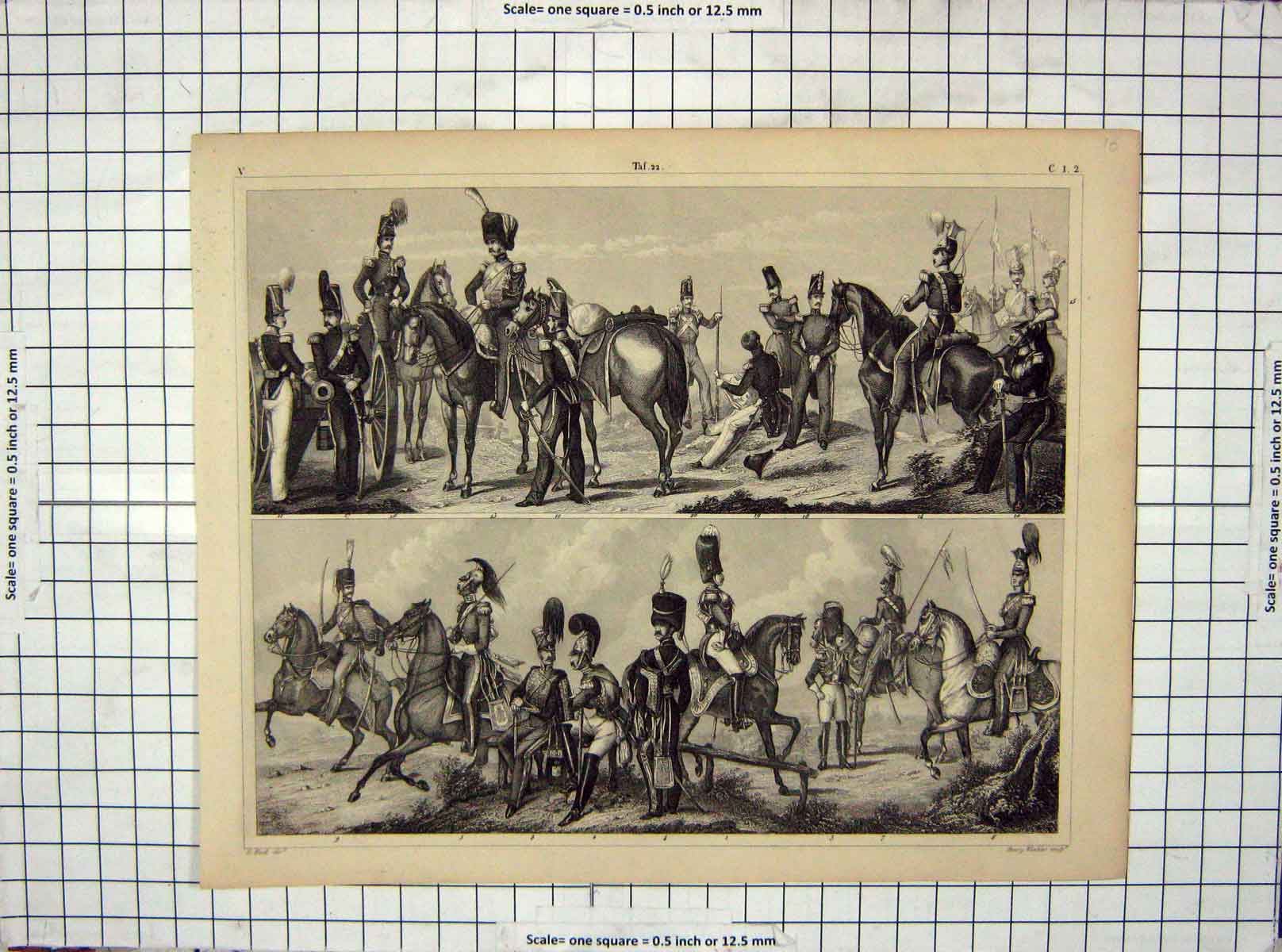 Original Old Antique Print Henry Winkles Engraving Siers Battle Horses