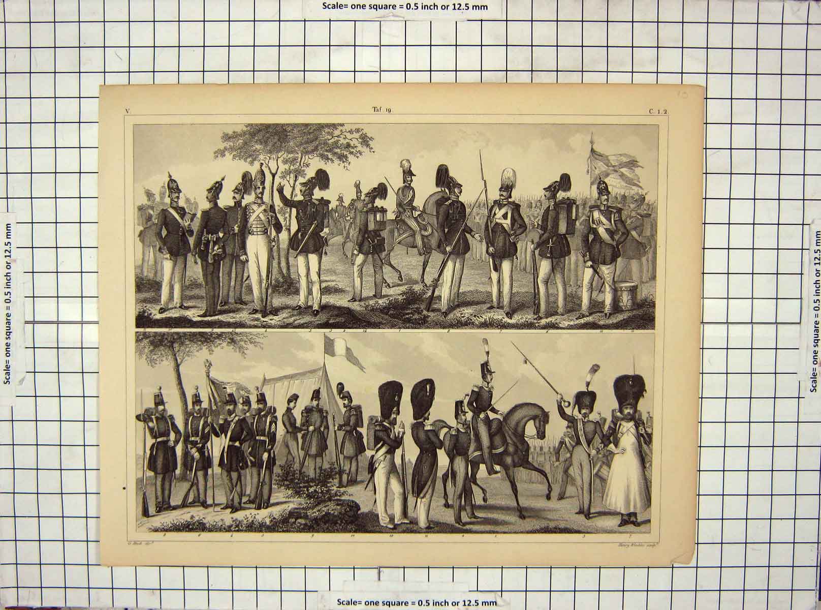 Original Old Antique Print Ref.33 Henry Winkles Engraving Siers Battle Horses
