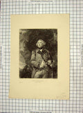 Original Old Antique Print C1890 Portrait Lord Heathfield Rajon Reyns Victorian