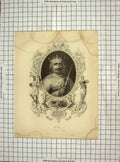 Original Old Antique Print Portrait King William Ii Rufus Engraving