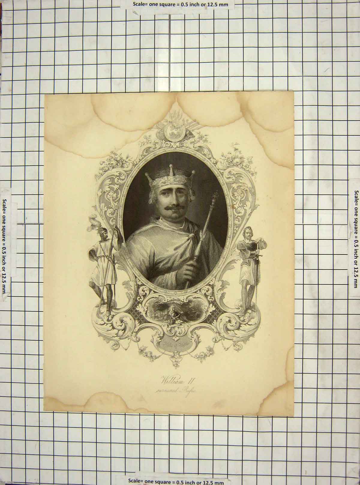 Original Old Antique Print Portrait King William Ii Rufus Engraving