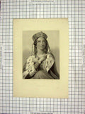 Original Old Antique Print Portrait Queen Constance Wright Egleton
