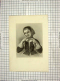 Original Old Antique Print Portrait Mopsa Eyles Egg Engraving