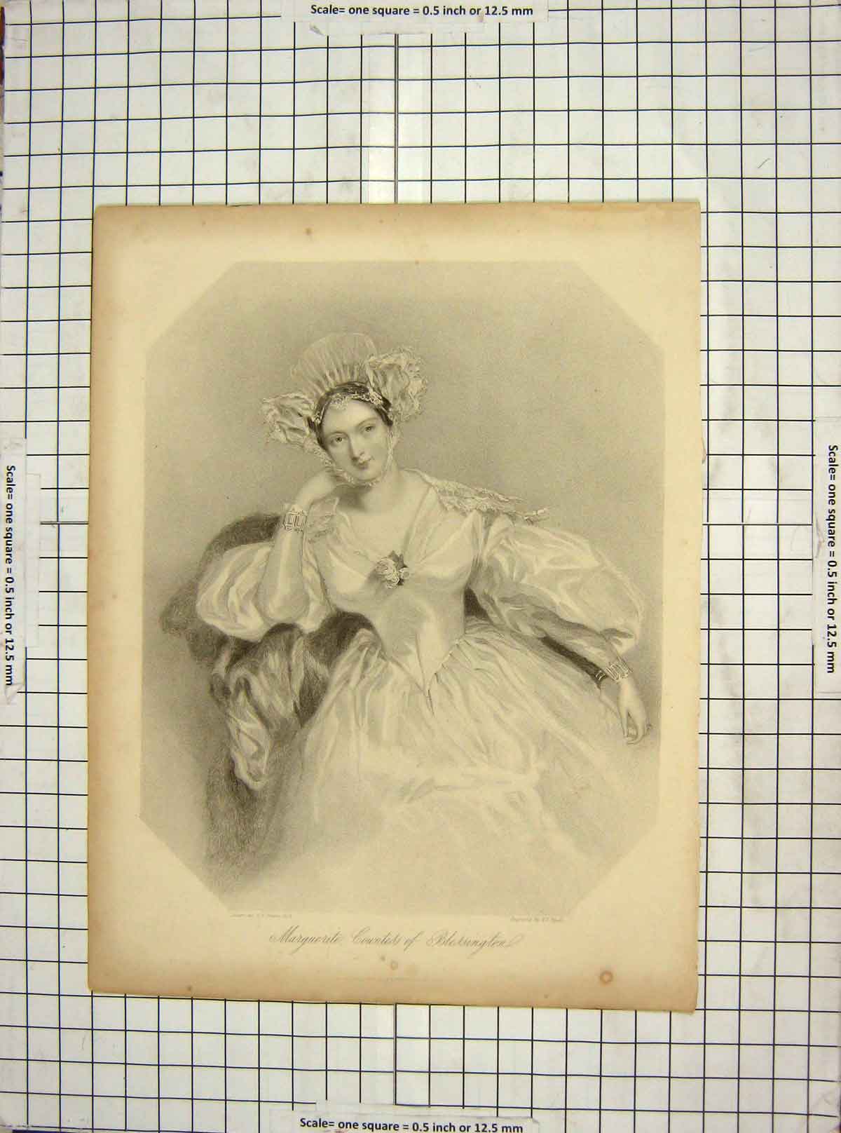 Original Old Antique Print Portrait Marguerute Countess Blessington