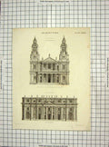 Old Antique Print Architecture St. Paul'S Cathedral Peter'S Ware Aikman