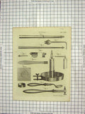 Original Old Antique Print Blow Pipe Instruments Ball Engraving