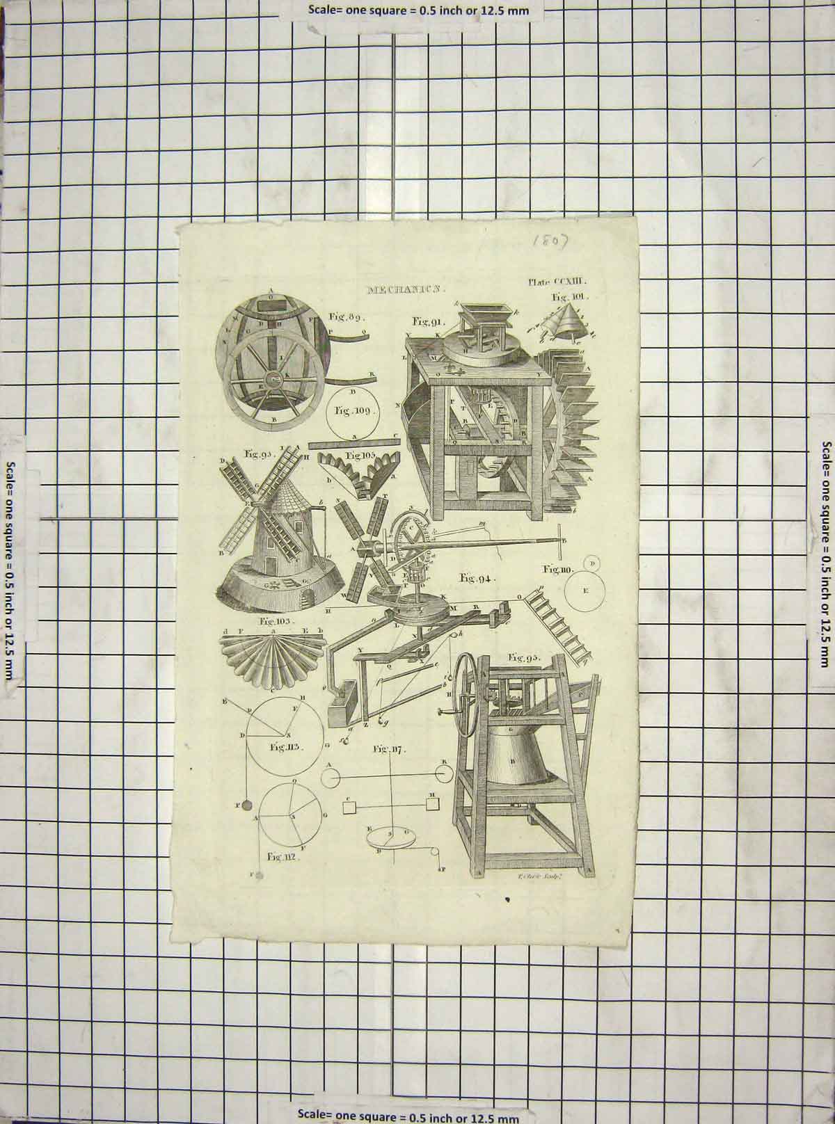 Original Old Antique Print 1807 Mechanics Instruments Machinery Napoleonic Era