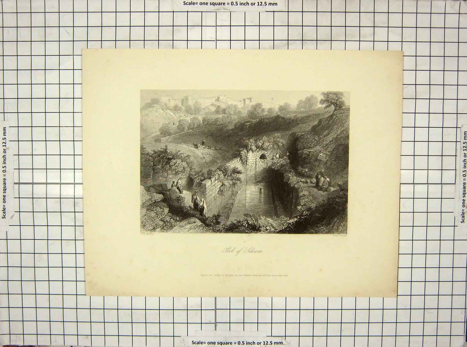 Old Antique Print View Pool Siloam Castle Walls Bartlett Cousen Engraving 19th