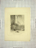 Original Old Antique Print Interior Choir Cathedral Architecture Carter Keux
