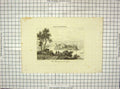 Original Old Antique Print France Barbe Pres Lyon Mountains Bridge Engraving
