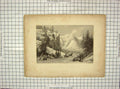 Original Old Antique Print Montmorency Waterfalls Cone Quebec Mountains Lacey