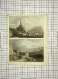 Original Old Antique Print Colour Nelson Denkmal Edinburgh Scotland