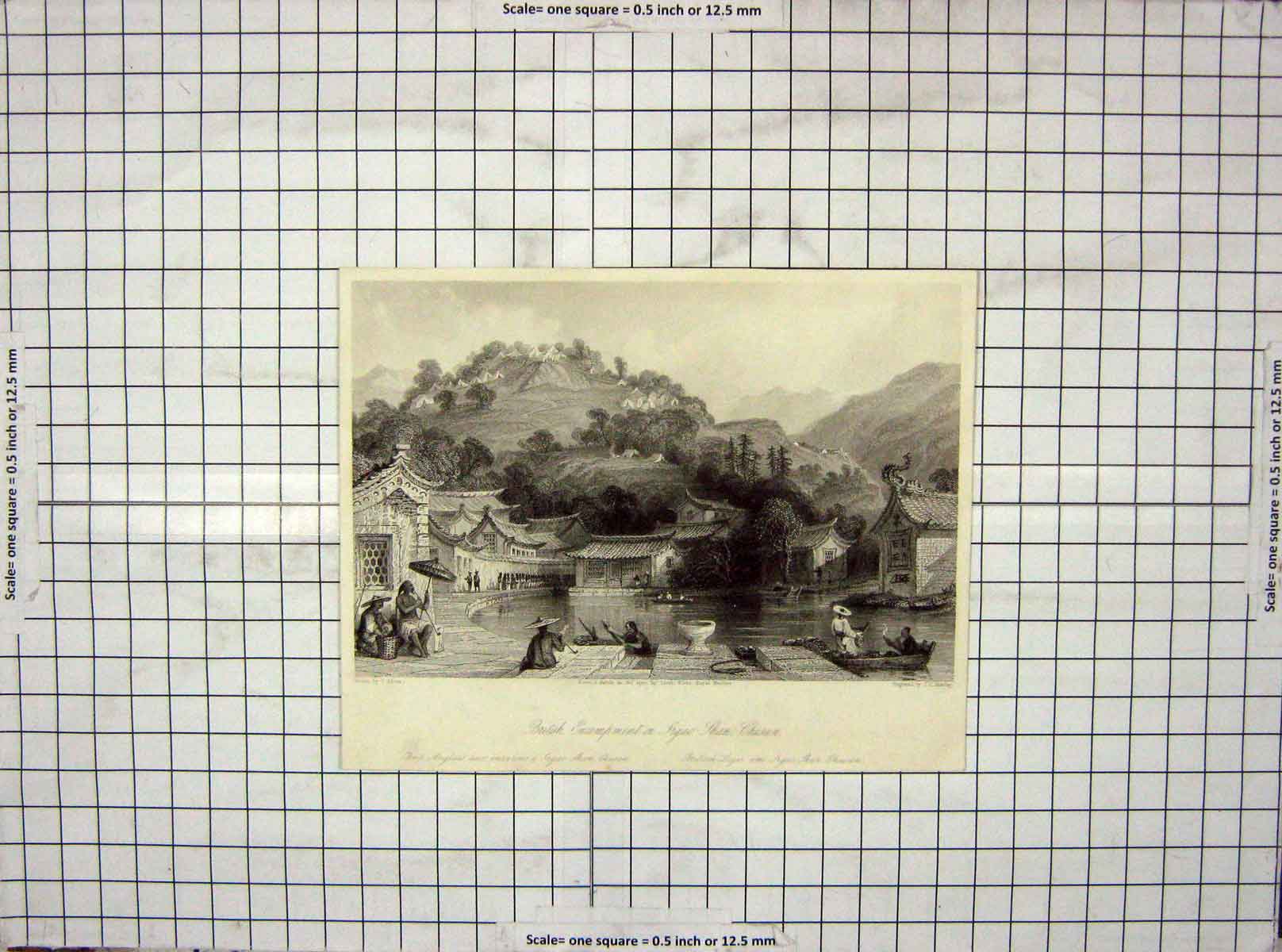 Old Antique Print British Encampment Shan Chusan Engraving Bentley Allom