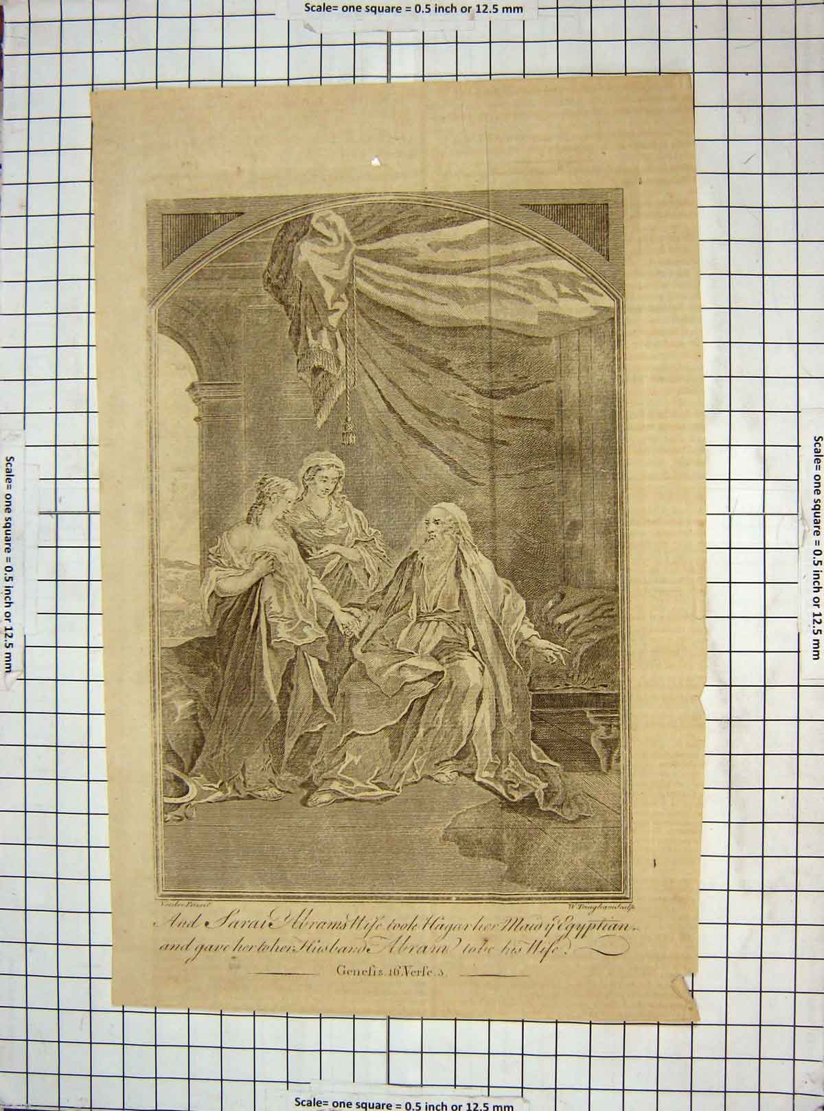 Original Old Antique Print C1795 Scene Sarai Abram Hagarher Egyptian Religion