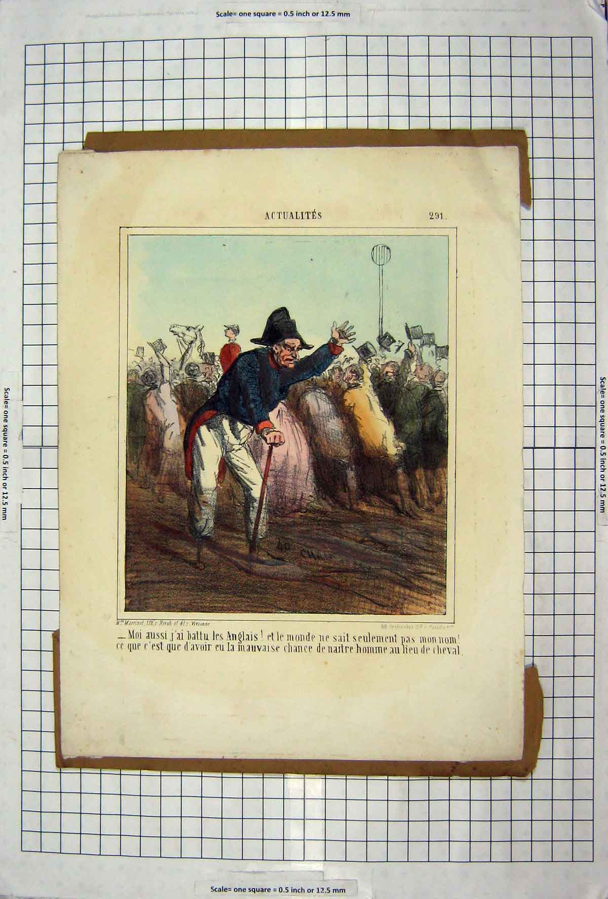 Original Old Antique Print C1795 Hand Coloured War Sier One-Leg 18th Century