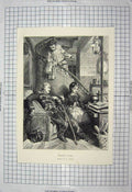 Original Old Antique Print 1900-1960 Fildes Man Woman Sier Romance Victorian