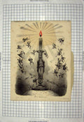 Original Old Antique Print 1900-1960 Candle Statue Sculpture 20th