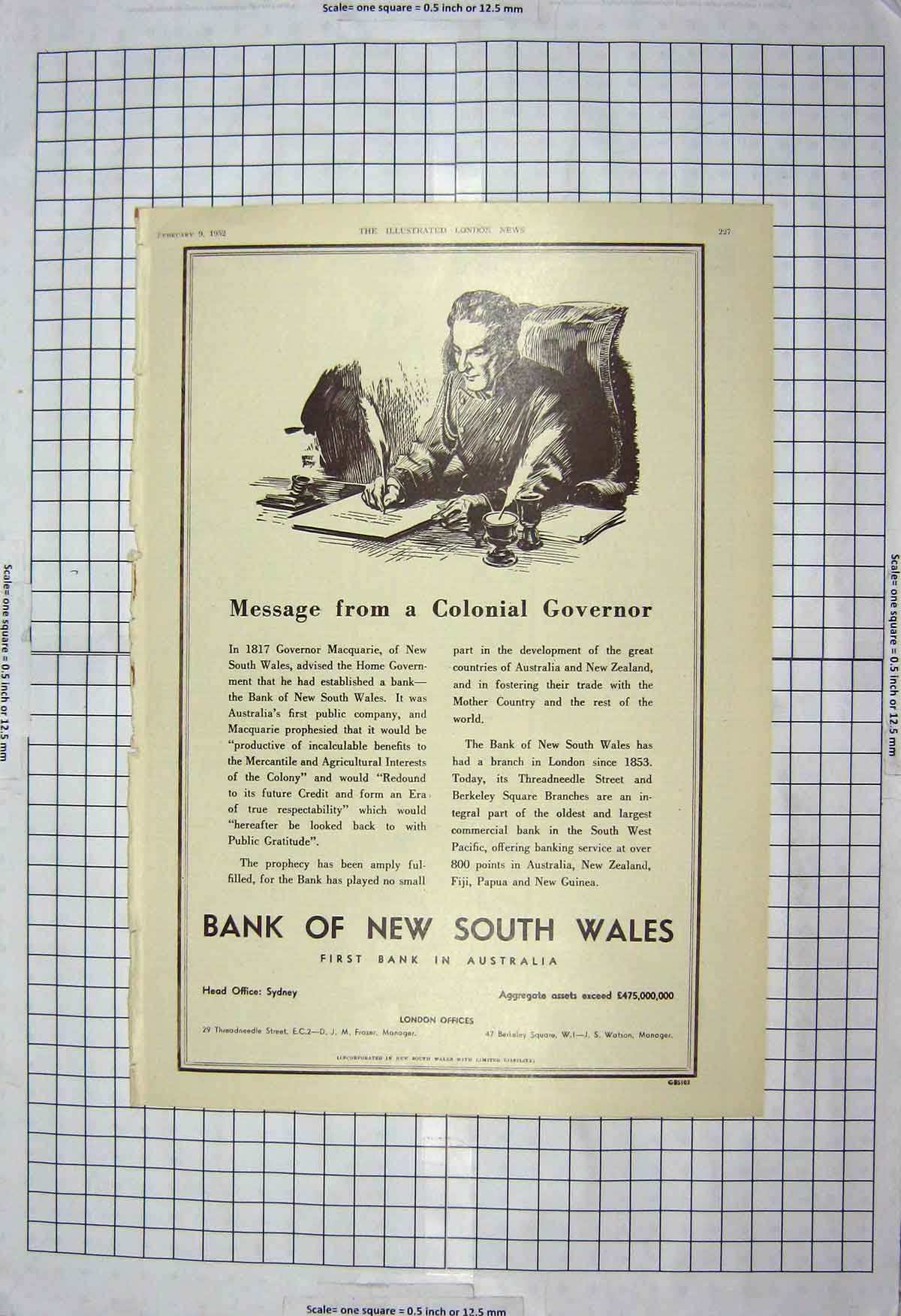 Old Antique Print 1900-1960 Advertisement Bank New South Wales Australia 20th