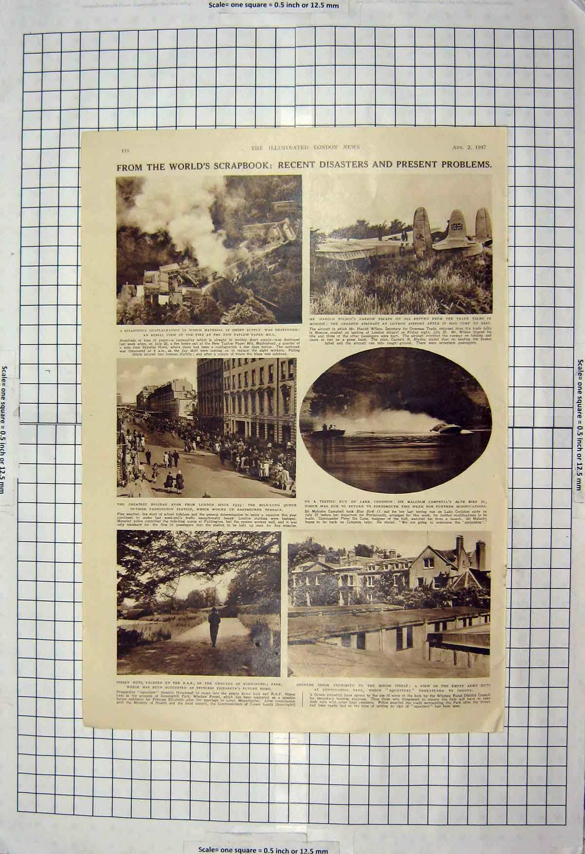 Original Old Vintage Print 1947 Wilson Coniston Ibrox Stadium Queen Margaret