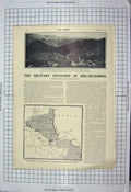Original Old Antique Print 1916 Map Austro-German War Cossacks Lancers Sestra