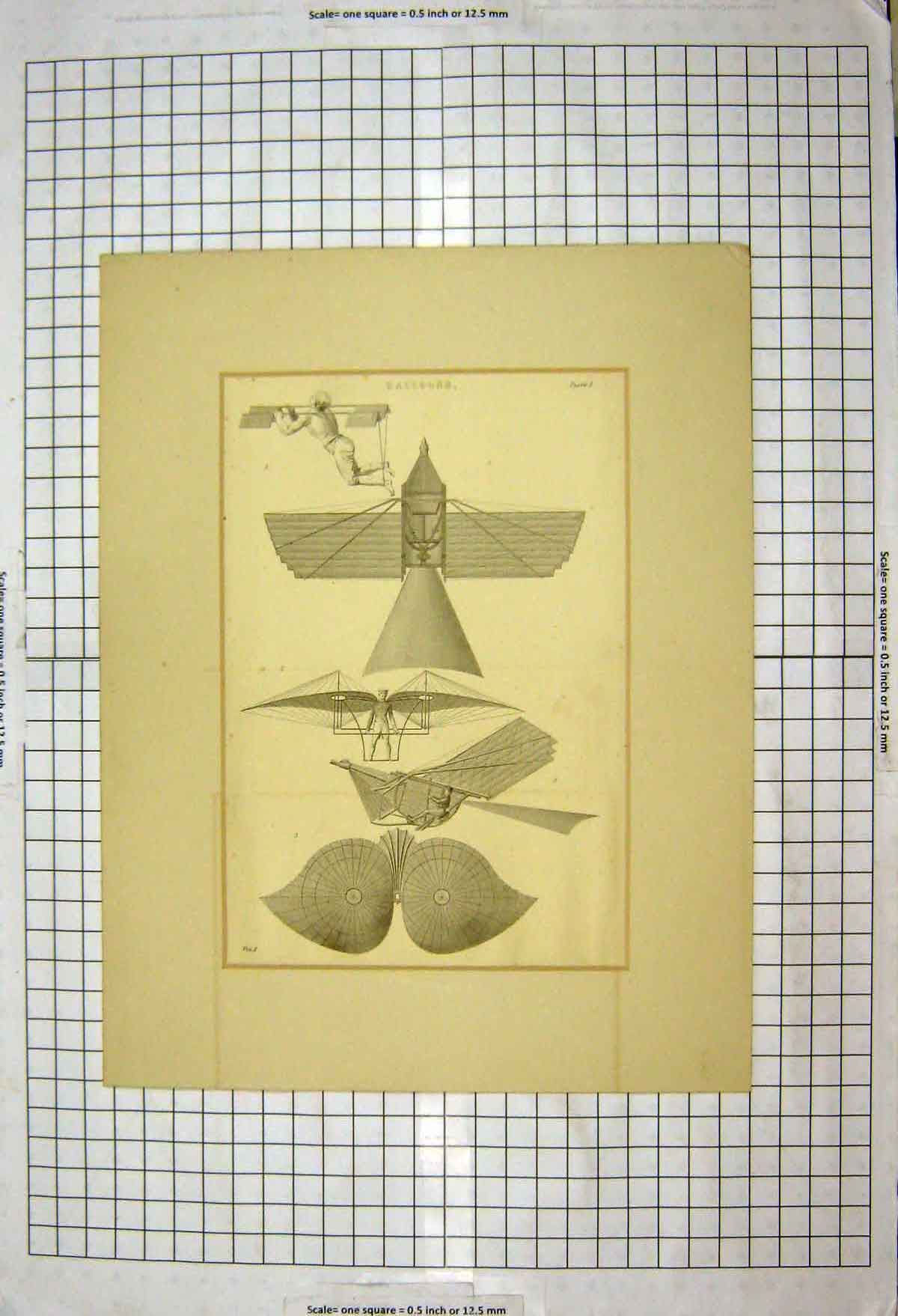 Original Old Antique Print Hot Air Balloons Transport Experiments