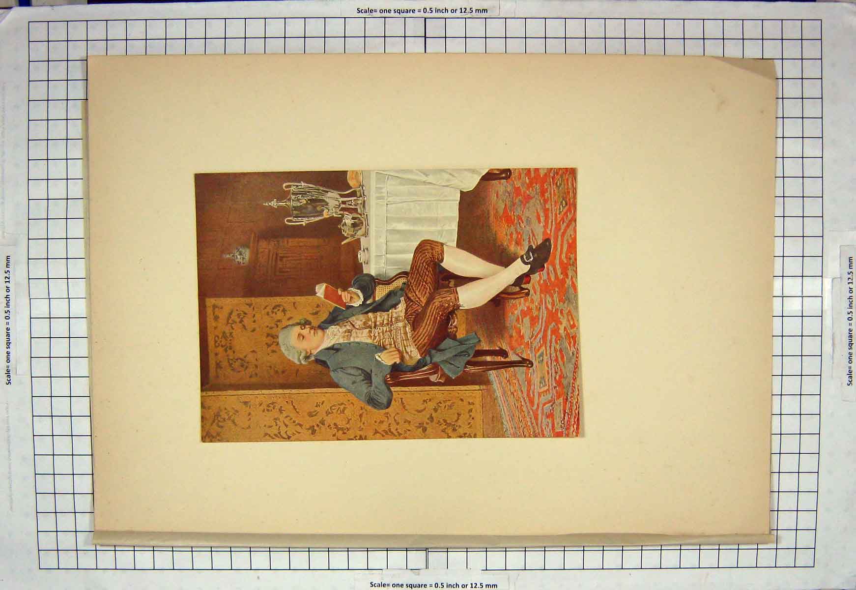 Original Old Antique Print C1910 Watercolour Man Reading Book Charles Green