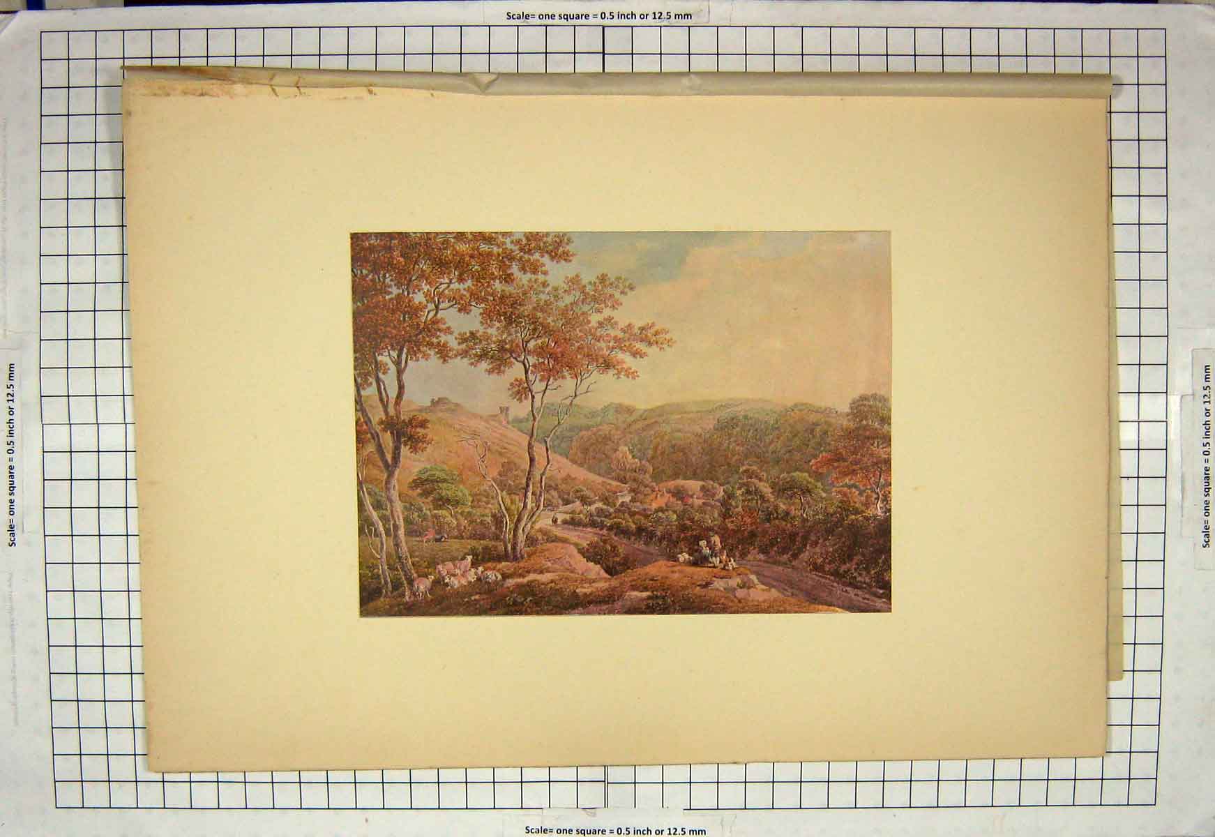 Original Old Antique Print C1910 Watercolour Drusllwyn Castle Caermarthenshire