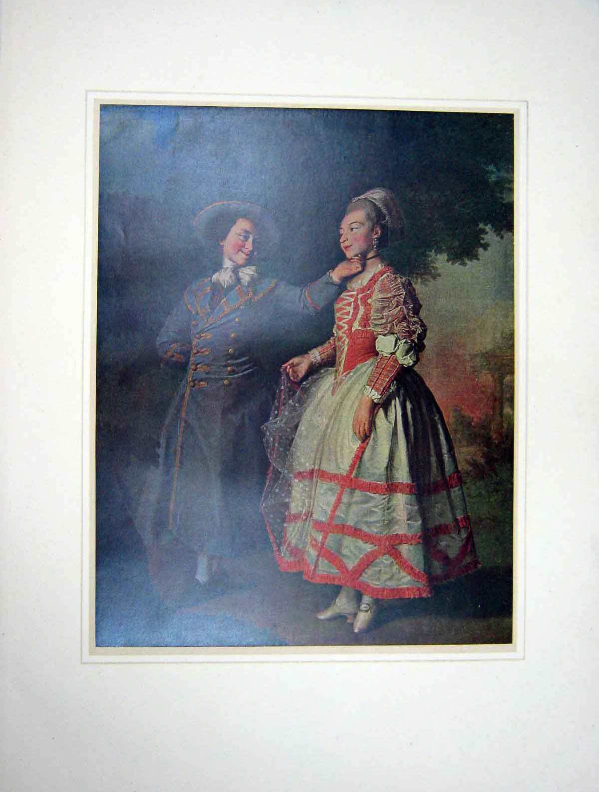 Old Antique Print Dmitri Levitsky Colour Portrait Smolny Girls Pastoral