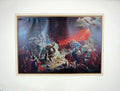 Original Old Antique Print Scene Destruction Pompeii Canvas Oil Karl Bryullov