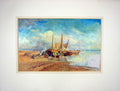 Original Old Antique Print Barges Volga Canvas Oil Fedor Vasilyev