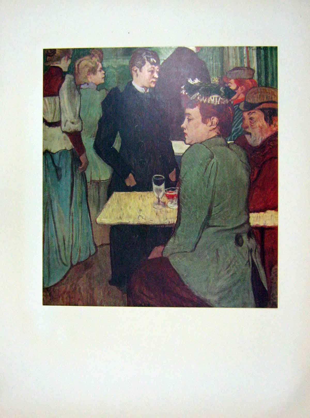 Old Vintage Print C1952 Oil Paintings Scene Corner Moulin De La Galette 20th