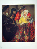 Old Vintage Print 1962 German Art Jan Vermeer Van Delft Men Lady Colour 20th