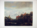Original Old Vintage Print 1962 German Art Aert Van Der Neer Houses Church 20th