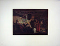 Original Old Vintage Print 1962 German Art Adam Elsheimer Men House Room Food