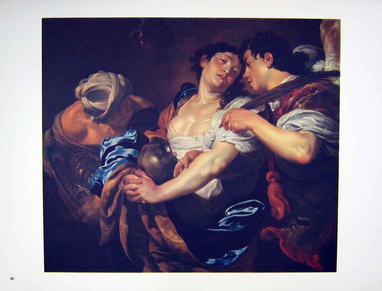 Original Old Vintage Print 1962 German Art Johann Lis Lady Man Romance Scene