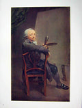 Original Old Vintage Print 1962 German Art Anton Graff Artist Man Chair Paints