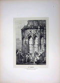 Original Old Antique Print Samuel Prout Sketch Scene Rouen France Rimell