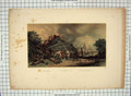 Original Old Antique Print Colour Scene Hungarian War Battle Siers