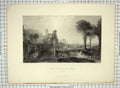 Original Old Antique Print Caligula'S Palace Bridge Bay Balae Goodall Turner