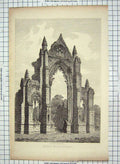 Original Old Antique Print Engraving Bisburne Priory Dorkshire John Coney